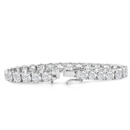 Platinum 12.58Ct Lab Grown Diamond Tennis Bracelet 7" Double Lock Clasp (F-G, VS)