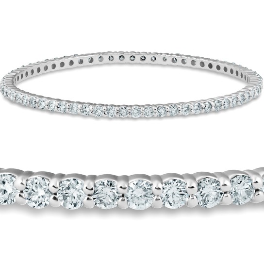 6 3/4 Ct Diamond Bangle Bracelet 10K White Gold (G-H, I1)