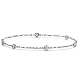 3/4 TCW 14k White Gold Round Diamond By Yard Station Bracelet (G-H, I1)