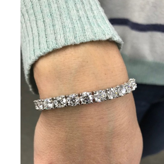 20 Ct Lab Grown Diamond Tennis Bracelet 14k White Gold 7" (G-H, SI)