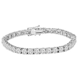 9 ct Genuine Certified Diamond Tennis Bracelet 7" 14K White Gold (J-K, I2-I3)