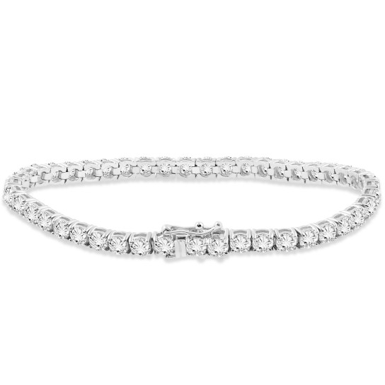 9 ct Genuine Certified Diamond Tennis Bracelet 7" 14K White Gold (J-K, I2-I3)