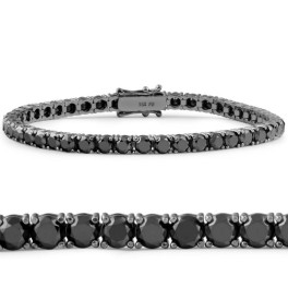 10 1/2 Ct Black Diamond Tennis Bracelet 14k Black Gold 7" (Black, I2-I3)