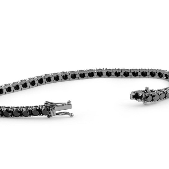 10 1/2 Ct Black Diamond Tennis Bracelet 14k Black Gold 7" (Black, I2-I3)