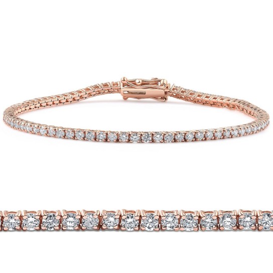 3 - 10 Ct Natural Diamond Tennis Bracelet in 14k White, Yellow, or Rose Gold (I-J, I1)