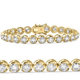 14 1/2 Ct Diamond Tennis Bracelet 18k Yellow Gold 7" Double Locking Clasp (H-I, I2-I3)