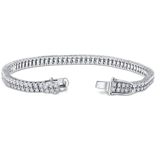 4 Ct Diamond Tennis Bracelet Double Row Lab Grown 7" 18k White Gold (G-H, SI)