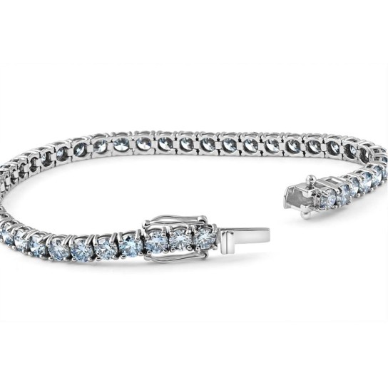 Certified 10 Ct Lab Grown Fancy Light Blue Diamond Tennis Bracelet Gold 7" (VS) (Blue, VS)