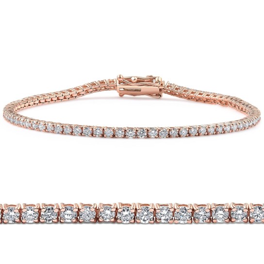 2 Ct Lab Grown Diamond Tennis Bracelet 7" 14k Rose Gold (G-H, SI)