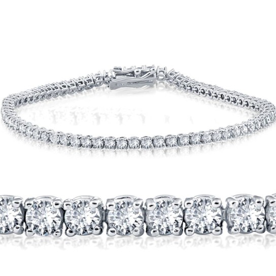 3 Ct. Diamond 18K White Gold Round Cut Tennis Bracelet 7" (G-H, VS)