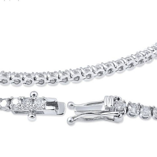 3 Ct. Diamond 18K White Gold Round Cut Tennis Bracelet 7" (G-H, VS)