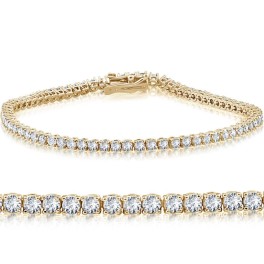 3 Ct Diamond 18K Yellow Gold Round Cut Lab Grown Women's Tennis Bracelet 7" (G-H, VS)