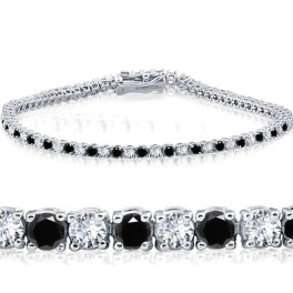 3ct Black & White Diamond Tennis Bracelet 7" 14K White Gold (K-L-I2,I3) (G-H, I1)