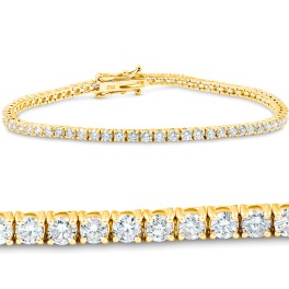 3 Ct. Diamond 18K Yellow Gold Round Cut Tennis Bracelet 7" (G-H, I1)