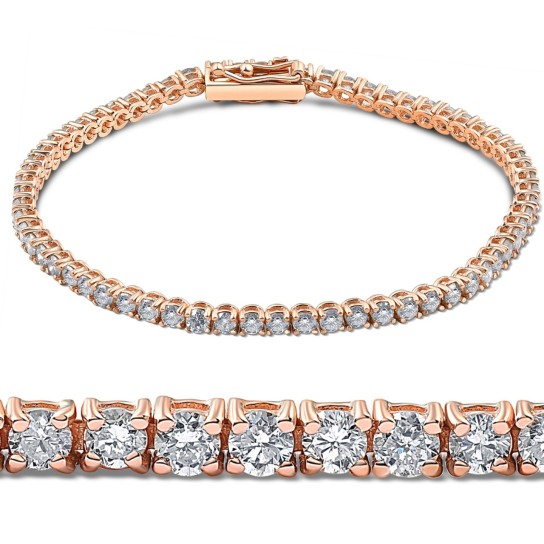 4ct Diamond Tennis Bracelet 14K Rose Gold 7" (G-H, I2-I3)