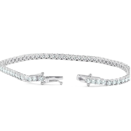 F/SI 4.28 Ct Diamond Tennis Bracelet 14k White Gold 7" (F-G, SI)