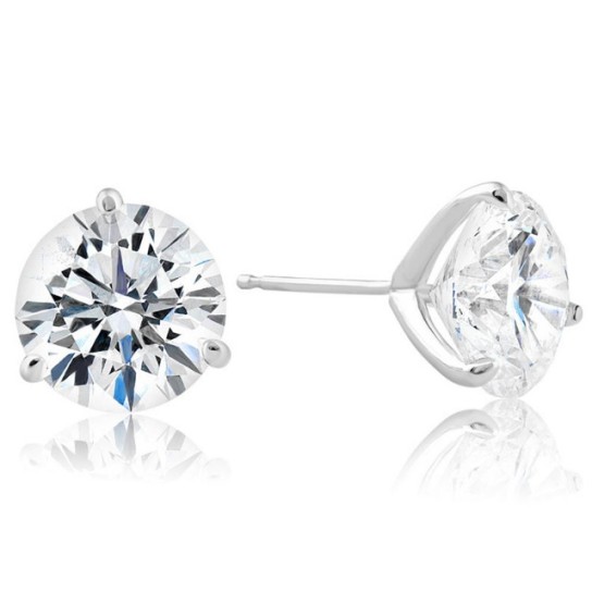 4.42Ct T.W. Round Certified Diamond Studs Martini 14k White Gold Lab Grown (G-H, VS)