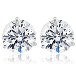 4.42Ct T.W. Round Certified Diamond Studs Martini 14k White Gold Lab Grown (G-H, VS)