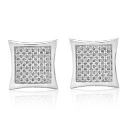 1/3Ct Natural Diamond Pave Square Framed Womens Earrings in White or Yellow Gold (H-I, I1)