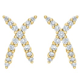 1/2Ct T.W. Diamond Fashion Women's X Shape Lab Grown Earrings 10k Gold Studs (G-H, VS)