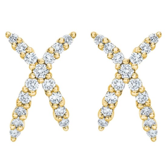 1/2Ct T.W. Diamond Fashion Women's X Shape Lab Grown Earrings 10k Gold Studs (G-H, VS)