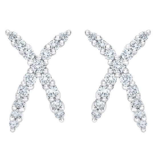 1/2Ct T.W. Diamond Fashion Women's X Shape Lab Grown Earrings 10k Gold Studs (G-H, VS)