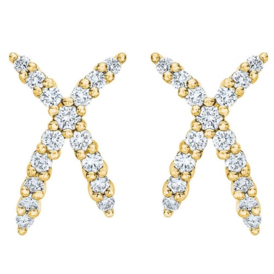 1/2Ct T.W. Diamond Fashion Women's X Shape Lab Grown Earrings 10k Gold Studs (G-H, VS)