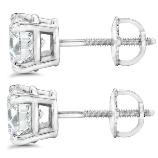 1 Ct TDW Platinum Diamond Screw Back Studs IGI Certified (K-L, I2-I3)