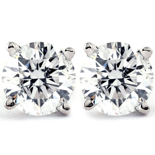 1 Ct TDW Platinum Diamond Screw Back Studs IGI Certified (K-L, I2-I3)