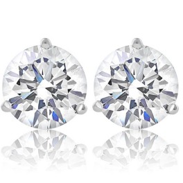 VS 4.24 Ct Lab Grown Certified Diamond Martini Screw Back Studs 14k White Gold (O-Q, VS)