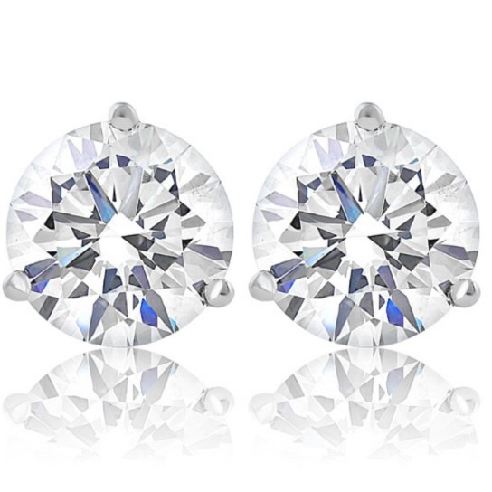 VS 4.24 Ct Lab Grown Certified Diamond Martini Screw Back Studs 14k White Gold (O-Q, VS)