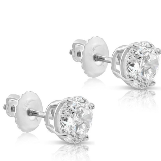 1 1/3 Ct TW Certified Diamond Studs 14k White Gold Lab Grown (H-I/SI2-I1) (H-I, SI)