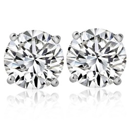 1 1/3 Ct TW Certified Diamond Studs 14k White Gold Lab Grown (H-I/SI2-I1) (H-I, SI)