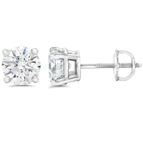 4.50Ct Diamond Studs in 14k Whit Gold With Screw Backs (H-I, SI)