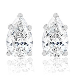 F/VS1 1.91Ct T.W. Pear Shape Diamond Studs in 14k White Gold Certified Lab Grown (F-G, VS)