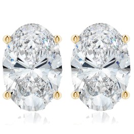 E/SI1 .84Ct Certified Lab Grown Oval Diamond Studs 14k Yellow Gold Earrings (D-E, SI)