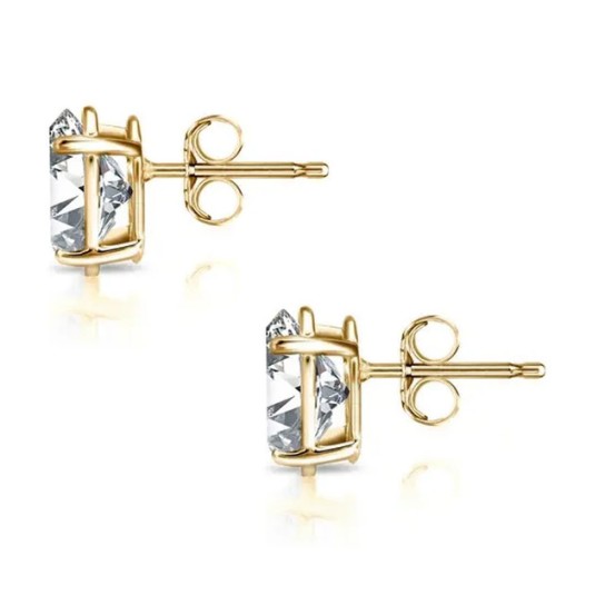 E/SI1 .84Ct Certified Lab Grown Oval Diamond Studs 14k Yellow Gold Earrings (D-E, SI)