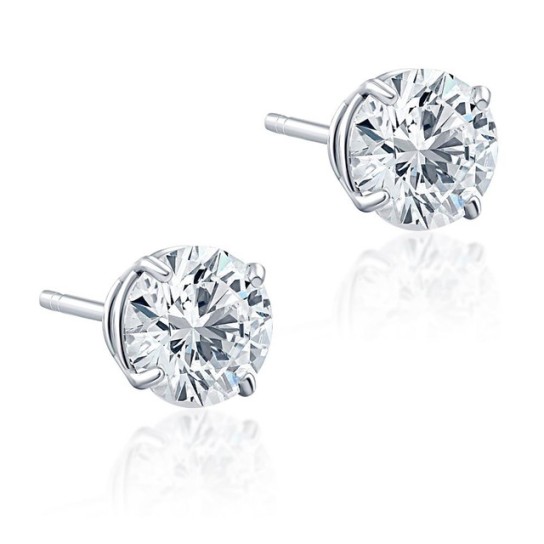 .25 - 1.50 Carat (ctw) Diamond Studs in 14k White Gold Lab Grown (J-K, VS)