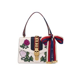 White Embroidered Sylvie Small shoulder bag