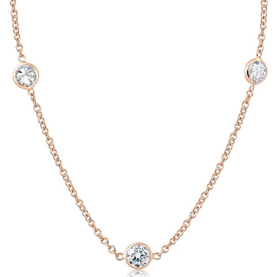 2 Ct Diamonds By The Yard Necklace 14K Rose Gold Lab Grown Diamond (J-K, VS)