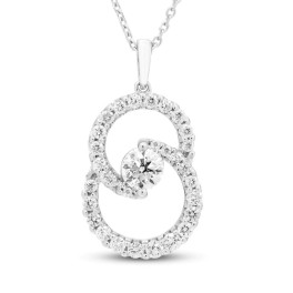 1/2Ct T.W. Circled By Love Diamond Pendant 10k White Gold Women's Necklace (H-I, I2-I3)