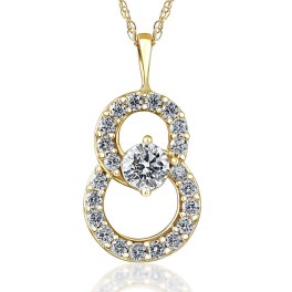 1/2Ct T.W. Circled By Love Diamond Pendant 10k Yellow Gold Women's Necklace (H-I, I2-I3)