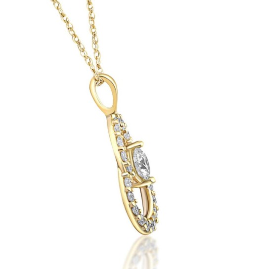 1/2Ct T.W. Circled By Love Diamond Pendant 10k Yellow Gold Women's Necklace (H-I, I2-I3)