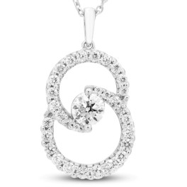 1Ct T.W. Circled By Love Diamond Pendant 10k White Gold Women's Necklace (H-I, I2-I3)