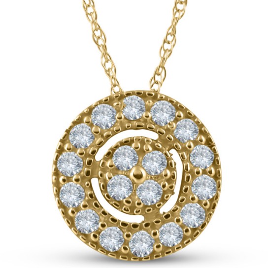 1/4 ct Diamond Pave Halo Pendant Yellow Gold Womens Necklace & 18" Chain (J-K, I2-I3)