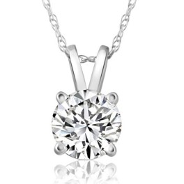 F/VS1 1.01Ct GIA Certified Natural Diamond Pendant 14k White Gold Necklace (F-G, VS)