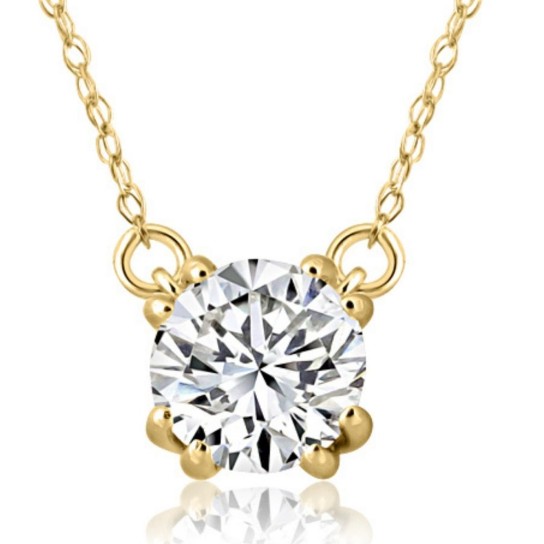 I/SI1 1.07Ct Certified Natural Diamond Pendant 14k Yellow Gold Necklace (H-I, SI)