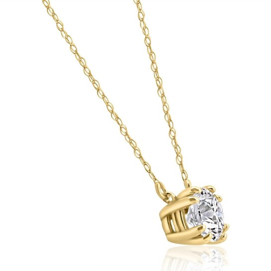 I/SI1 1.07Ct Certified Natural Diamond Pendant 14k Yellow Gold Necklace (H-I, SI)