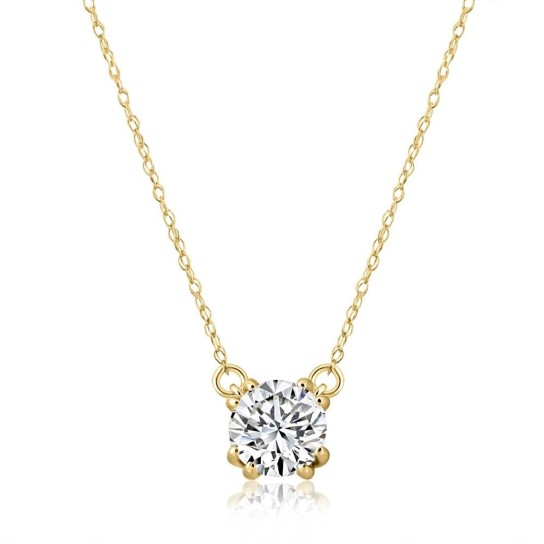 I/SI1 1.07Ct Certified Natural Diamond Pendant 14k Yellow Gold Necklace (H-I, SI)