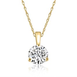 VS 1Ct Round Moissanite 3-Prong Martini Solitaire Pendant 14k Yellow Gold (H-I, VS)